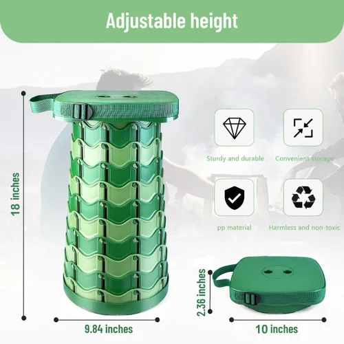 Miniatura 3 de Taburete plegable mejorado Outward Gear resistente con capacidad de carga de 550 libras, plegable, portátil, telescópico, para camping, viajes, Negro