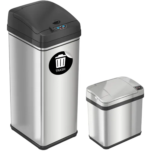 Miniatura 7 de iTouchless Cubo de basura de cocina con sensor de 13 galones con tapa, adaptador de CA y filtro de olor, cubo de basura platino de edición limitada