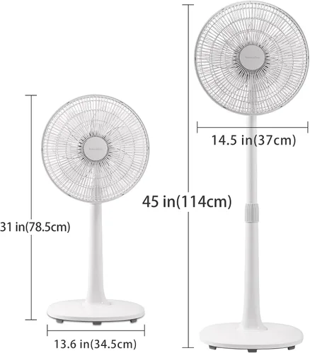 Miniatura 3 de Ventilador de suelo oscilante de 4 velocidades de 7 aspas, 14.5 pulgadas, altura ajustable, ventilador de pie para el hogar, motor de CC