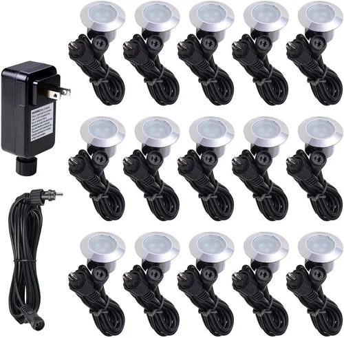 Miniatura 11 de Yescom Paquete de 5 luces LED de aluminio para terraza, iluminación de paisaje de bajo voltaje de 12 V, blanco cálido de 3000 K, IP67, impermeable