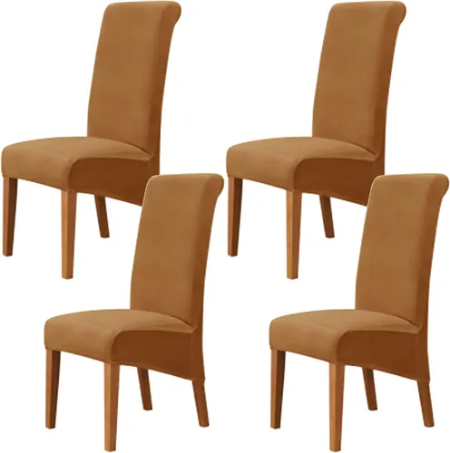 Miniatura 21 de Stretch Velvet Dining Chair Slipcovers Solid Color Armless Chair Cover with Elastic Bottom for Dining Room Kitchen Banquet (Blue, Set of 2)