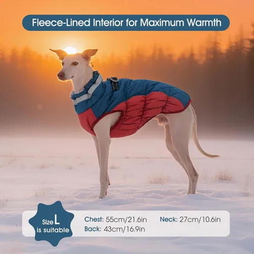 Miniatura 7 de FUAMEY - Chaqueta de invierno para perro, chaleco acolchado con arnés, ropa cálida para mascotas, abrigo con cremallera, impermeable, para perros