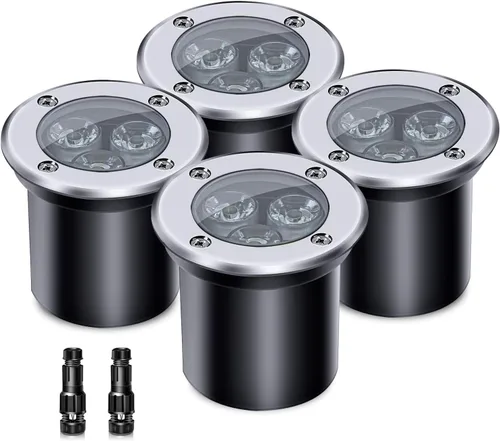 Paquete de 4 luces LED de bajo voltaje de 3 W y 12 V, luz LED de paisaje impermeable IP67 luces de camino para exteriores, focos de árboles,