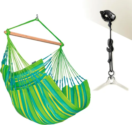 Miniatura 22 de LA SIESTA® - Silla Hamaca Columpio XL King Domingo - Silla Hamaca Colgante Resistente a la Intemperie y a los Desgarros - Silla Hamaca Columpio