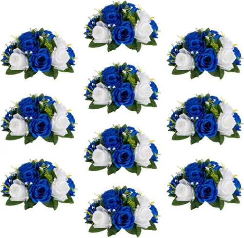 Miniatura 25 de Sziqiqi - 2 flores artificiales, flores de seda, 15 tallos para centros de mesa de flores o arreglos colgantes. Blanco puro
