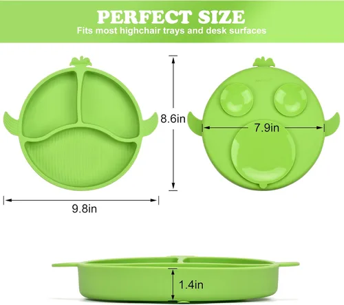 Miniatura 2 de Platos para niños pequeños, platos para bebés con succión, placas de succión divididas de silicona de grado alimenticio para niños pequeños y bebés