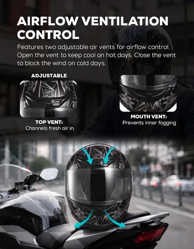 Miniatura 3 de XFMT DOT Casco de Motocicleta de Cara Completa Abatible para Calle Dirt Bike ATV Todoterreno con Visera Transparente para Hombres y Mujeres Adultos