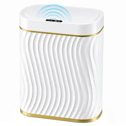 Miniatura 14 de Ogikey Cubo de basura pequeño para baño con tapa automática sin contacto, bote de basura inteligente de 2.6 galones, contenedor de basura estrecho e