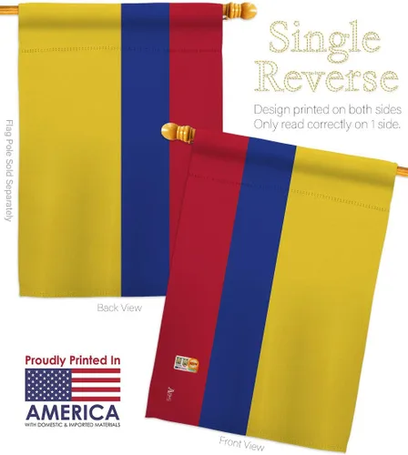 Miniatura 3 de Americana Home & Garden HG140055 Colombia Banderas de la Nacionalidad del Mundo Impresiones Decorativas Casa Vertical 28" X 40" 13" 18,5" Colección