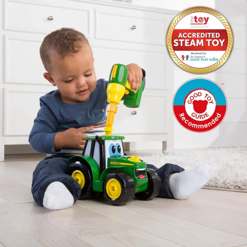 Miniatura 4 de BUILD-A-BUDDY John Deere Tractor de juguete y taladro de juguete - Juguetes STEM para desmontar para niños pequeños con 16 piezas individuales