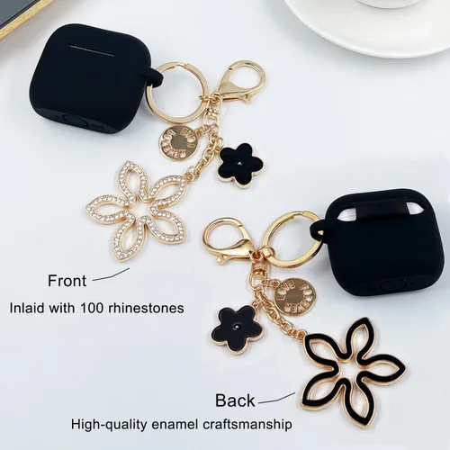 Miniatura 7 de Funda compatible con AirPods 4, funda protectora de silicona para Airpod 4 con llavero brillante, funda para auriculares inalámbricos Apple AirPods