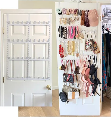 Miniatura 14 de Evelots Organizador para colgar toallas y abrigos sobre la puerta, con 4 ganchos, diseño de gatito, fácil instalación sin herramientas, hierro