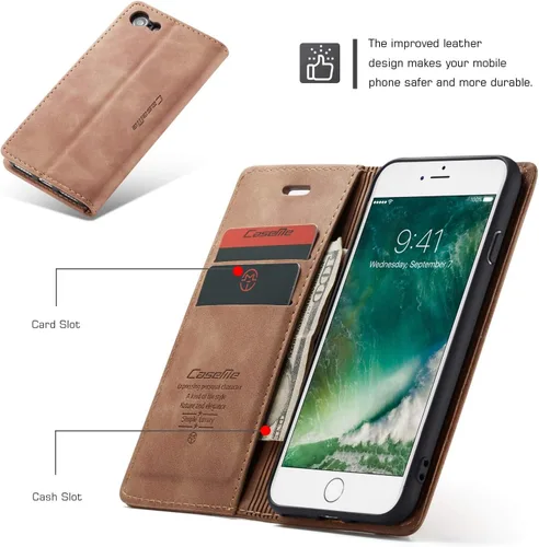 Miniatura 4 de SINIANL Funda para iPhone 7/8, Funda de cuero tipo billetera con tarjetero Cierre magnético Kickstand a prueba de golpes Fundas protectoras