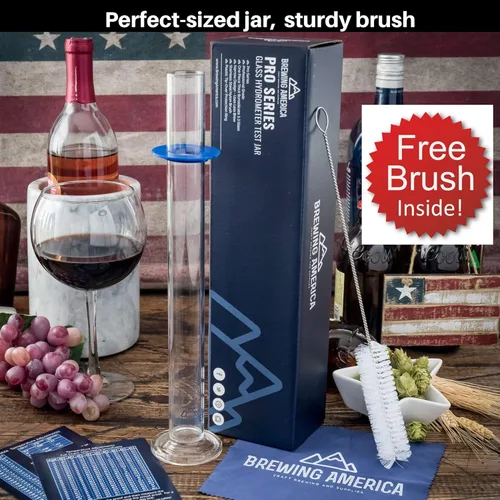Miniatura 2 de Tarro de tubo de ensayo de hidrómetro de vidrio y cepillo cilíndrico – Frasco estrecho para alcohol por prueba de volumen – Moonshine, cerveza