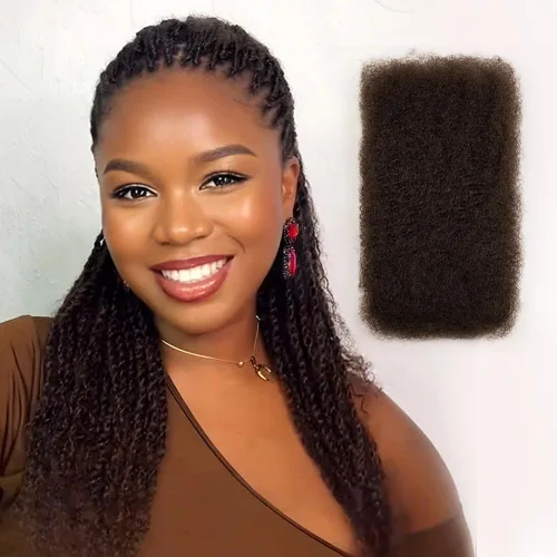 Miniatura 27 de FASHION IDOL Afro Kinkys - Cabello humano a granel para extensiones de rastas, reparación de Loc, trenzado, giro apretado, cabello humano afro
