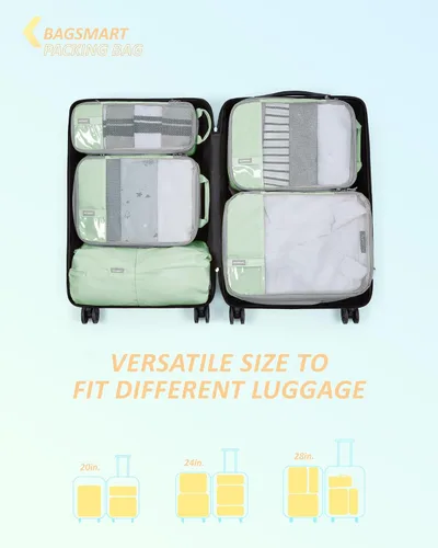 Miniatura 3 de BAGSMART - Juego de 6 cubos de compresión para maletas, juego de 6, 4 y 2, cubos organizadores de viaje, juego de bolsas expandibles, organizadores