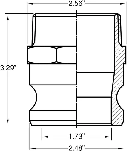 Miniatura 2 de Gloxco Tipo F de aluminio leva y ranura de montaje, adaptador Camlock macho de 2" x 2" NPT macho (CAM-20-F-AL)