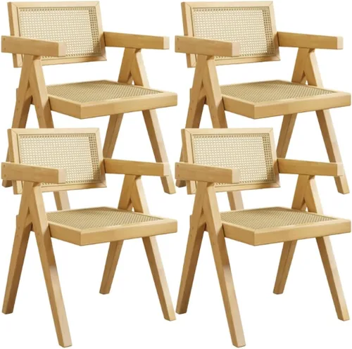 Miniatura 16 de YVYKFZD Juego de sillas de comedor de madera, sillas de comedor de ratán, silla de cocina con respaldo, sillón de salón, silla auxiliar cómoda