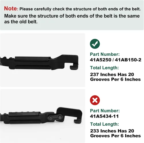 Miniatura 7 de Correa mejorada 41A5250 para abrepuertas de garaje - 237" de longitud para puertas de 7 pies de alto - Compatible con Sentex, WhisperDrive y Negro
