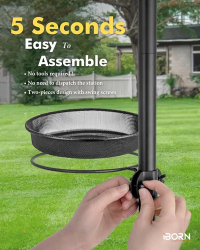 Miniatura 9 de iBorn Estación de Comederos para Pájaros Bandeja de Malla y Anillo para Soporte de Poste de 1", Accesorio Exterior para Comederos de Colibríes