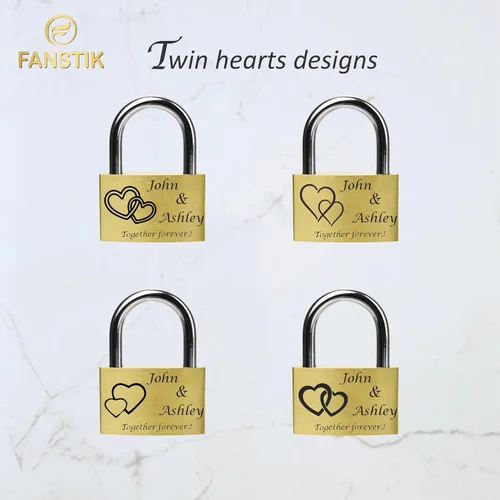 Miniatura 2 de FANSTIK Candado personalizado grabado (Hecho en EE. UU.) Aniversario, Candado de amor para puente, Boda, Candado personalizado grabado para tu amor