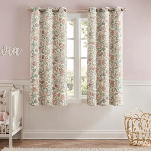 Miniatura 4 de jinchan Cortinas de Guardería 95% Blackout Rosa 63 Pulgadas de Largo Cortinas Florales para Habitación de Niñas, Cortinas de Estilo Granja para Sala