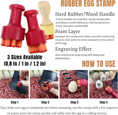 Miniatura 2 de Sellos de huevos para huevos frescos, sello personalizado de huevo de pollo con diseños únicos, marcado de huevos personalizados para regalos