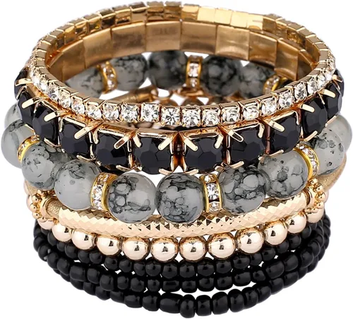 Miniatura 3 de 4 juegos de pulseras bohemias hechas a mano con múltiples capas para mujer
