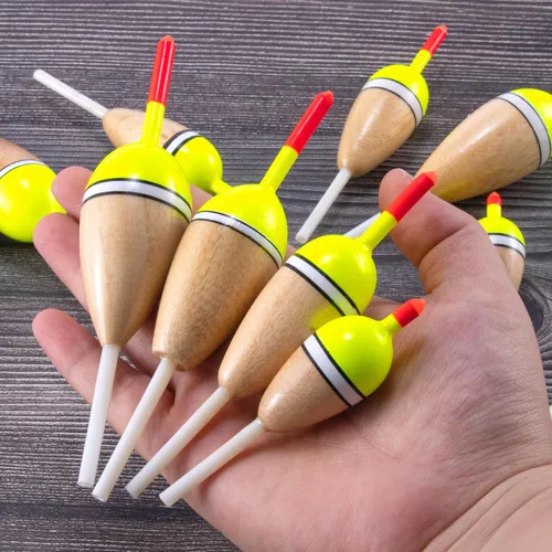Miniatura 7 de Alwonder Paquete de 4 Bobbers para Pesca, Flotadores Deslizantes de Cuerpo de Madera de Balsa Flotante, Bobber Deslizante Ovalado de Alta 4-paquete