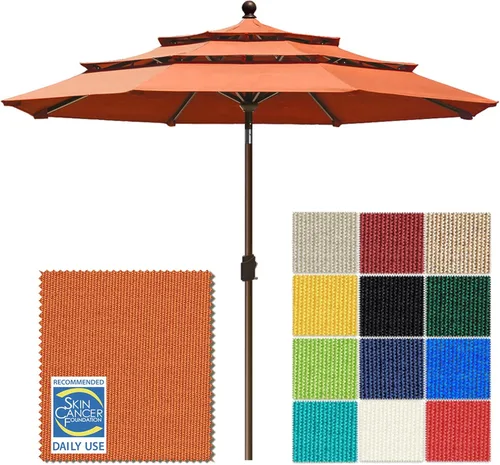 Miniatura 57 de EliteShade USA Sombrilla de Mercado de 10 Años Sin Decoloración de 9 Pies 3 Niveles Sombrilla de Patio Sombrilla de Mesa para Exteriores con Beige