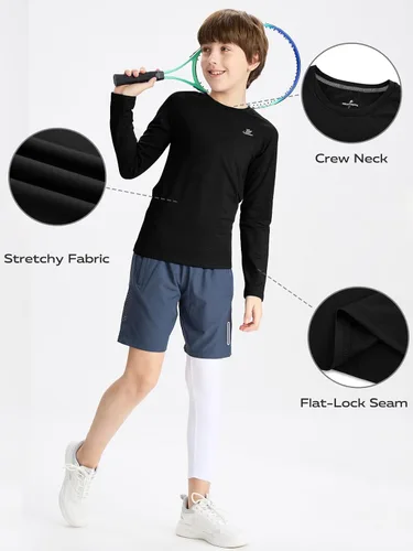 Miniatura 6 de DEVOROPA Camiseta térmica de compresión para niños y jóvenes, camiseta interior de manga larga de forro polar para fútbol y béisbol
