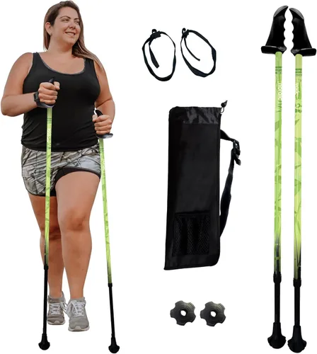 Miniatura 33 de York Nordic Bastones de senderismo motivadores grandes y altos para equilibrio y rehabilitación, 2 piezas, fuertes bloqueos de botón, patas de goma