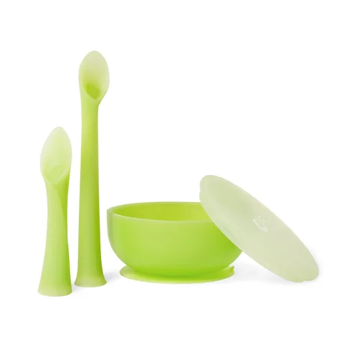 Miniatura 12 de Olababy Cuchara de entrenamiento de punta suave 100% silicona para el destete dirigido por el bebé, paquete de 2 (limón/coral)