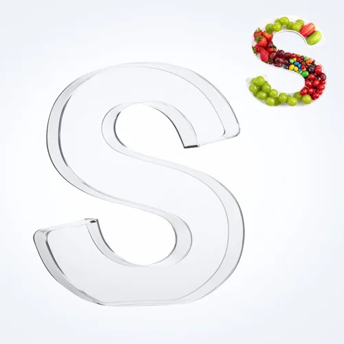 Miniatura 39 de Bandeja de 11" de Acrílico con Letras y Números – Bandeja Reutilizable y Rellenable para Aperitivos de Charcutería, Caja de Servir Postres