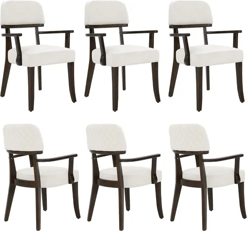 Miniatura 33 de adochr Sillas de comedor de terciopelo con brazos, sillas de comedor tapizadas con patas de madera dura y respaldo curvado abierto, sillas de cocina