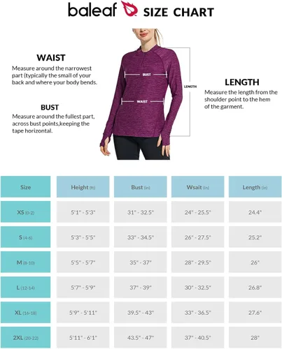 Miniatura 7 de BALEAF Camisas de secado rápido para mujer, manga larga, para correr, senderismo, entrenamiento, UPF50+ SPF