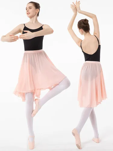 Miniatura 5 de PLIKSUVER Falda cruzada de ballet para mujer, falda de baile de gasa con cintura elástica para mujeres, niñas y adultos