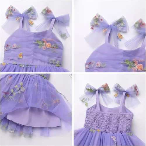 Miniatura 36 de IMEKIS Vestido de princesa de cumpleaños para niña pequeña, confeti brillante, bohemio, arco iris, pastel, sesión de fotos, traje para 1-6T