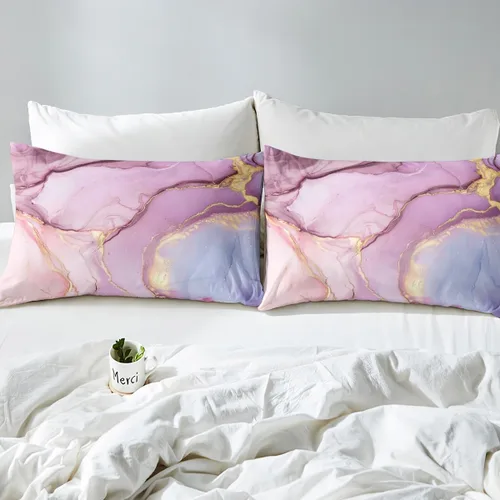 Miniatura 4 de Funda nórdica de mármol rosa tamaño individual para mujeres adultas y niñas con temática de arte abstracto Juego de ropa de cama