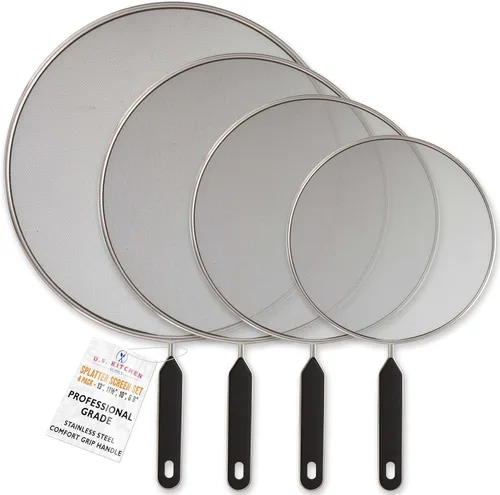 Miniatura 8 de U.S. Kitchen Supply Juego de 3 protectores de salpicaduras de acero inoxidable de 13 pulgadas, cubierta de malla fina, grasa y aceite, pantalla