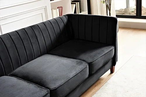 Miniatura 7 de Container Furniture Direct Sofá moderno de terciopelo de lujo para sala de estar con espuma de alta densidad, tapicería de tela suave, cojines