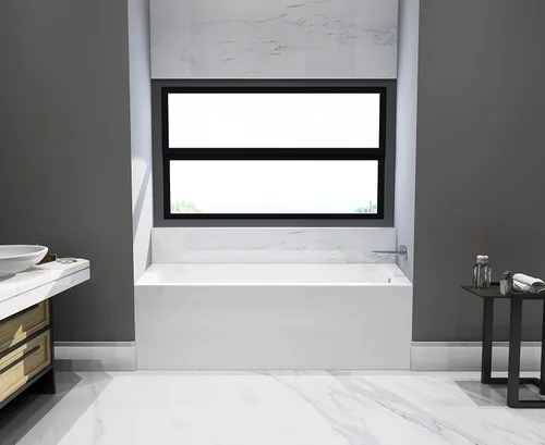 Miniatura 5 de Aqua Eden VTAP663222R - Bañera de acrílico de 3 paredes con drenaje a la derecha, 66 pulgadas, color blanco