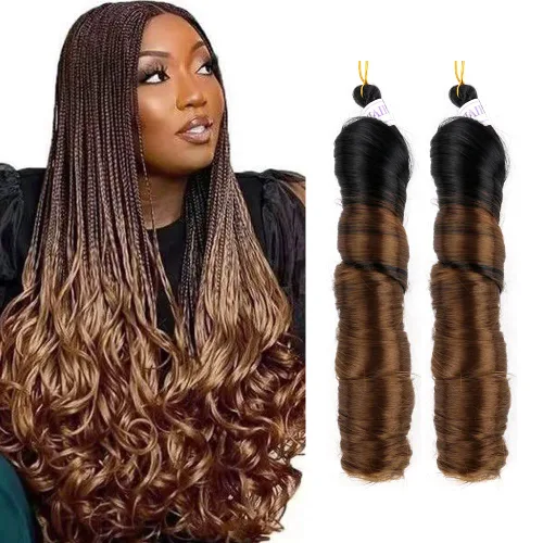 Miniatura 40 de Cabello rizado francés trenzado para trenzas de caja, 8 paquetes de 12 pulgadas, 3.00 oz/paquete, cabello trenzado de onda suelta, extensiones