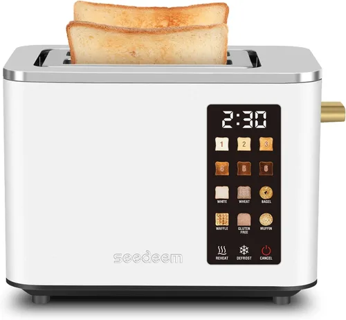 Miniatura 9 de SEEDEEM Tostadora de 2 rebanadas, pantalla de control táctil, tostadora inteligente de acero inoxidable, 6 configuraciones de tostado, selección