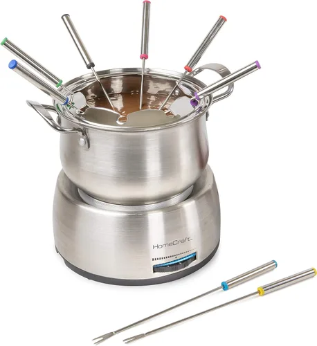 Nostalgia - Set de olla de fondue eléctrica de 8 tazas para queso y chocolate - 8 tenedores codificados por color, control de temperatura ajustable