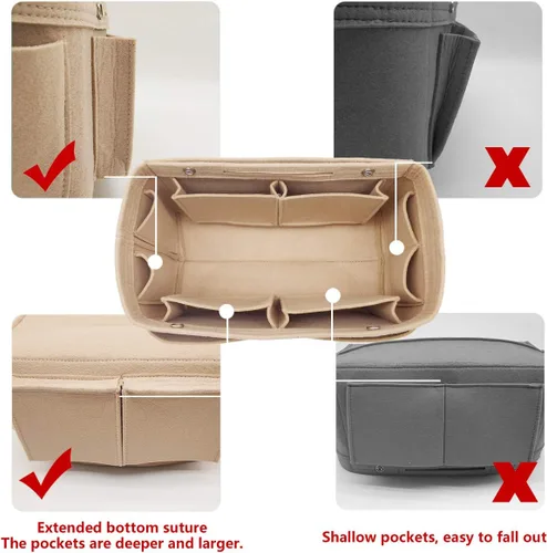 Miniatura 32 de LEXSION Organizador de fieltro para bolso – Bolsa de bolsillo múltiple en bolsa organizadora