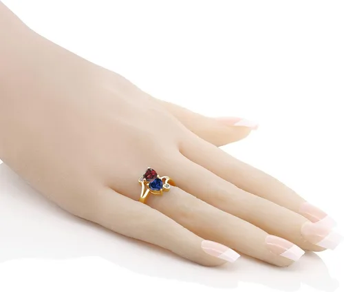 Miniatura 5 de Gem Stone King Anillo de compromiso de oro amarillo de 10 quilates personalizado y personalizado para construir tu propia piedra natal de 2 piedras