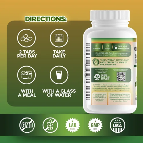 Miniatura 4 de GreeNatr - Tabletas de ginseng y ginkgo biloba - Súper alimento superior no transgénico/vegetariano – Potenciador de energía y activador cerebral