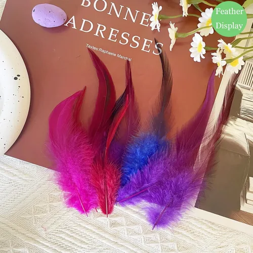 Miniatura 3 de 200 plumas rojas burdeos para manualidades, 5-7 pulgadas, pluma de gallo para atrapasueños, suministros de boda, hogar, fiesta, decoración, aretes