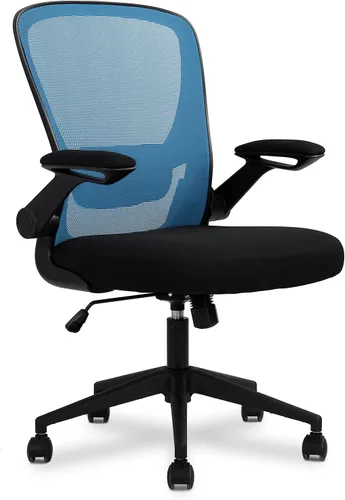 Miniatura 10 de Silla de oficina en casa, silla de escritorio ergonómica con soporte lumbar ajustable y reposabrazos abatibles, silla de computadora de malla